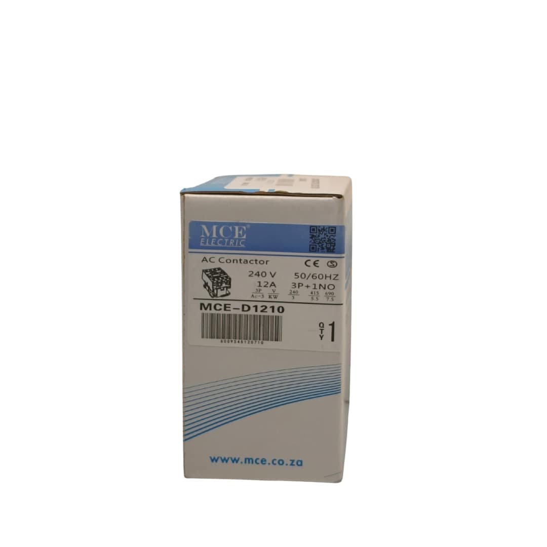 MCE D-1210 AC CONTACTOR 240V 12A 3P+1NO 50/60HZ